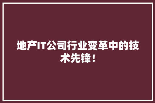 地产IT公司行业变革中的技术先锋！ 网站建设公司