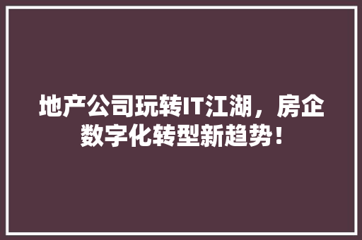地产公司玩转IT江湖，房企数字化转型新趋势！ 百度SEO
