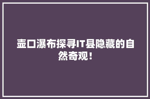 壶口瀑布探寻IT县隐藏的自然奇观！ 必应SEO