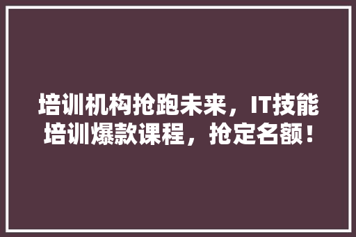 培训机构抢跑未来，IT技能培训爆款课程，抢定名额！ 神马SEO