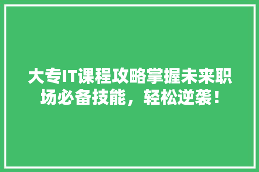 大专IT课程攻略掌握未来职场必备技能，轻松逆袭！ 百度SEO