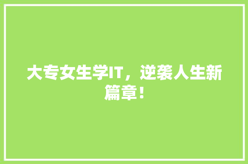 大专女生学IT，逆袭人生新篇章！ 神马SEO
