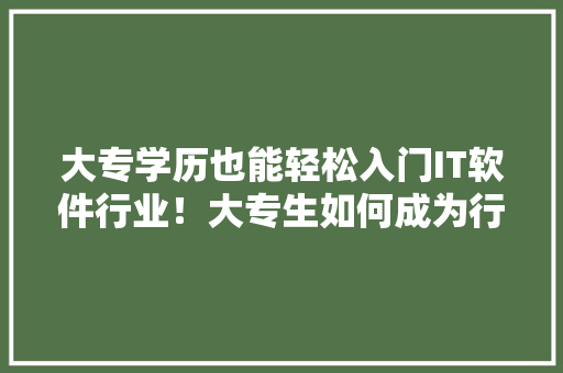 大专学历也能轻松入门IT软件行业！大专生如何成为行业佼佼者 SEO关键词