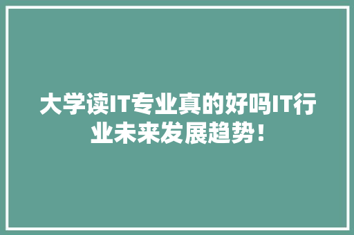 大学读IT专业真的好吗IT行业未来发展趋势！ 必应SEO