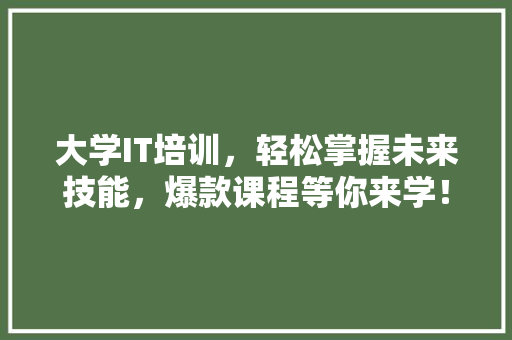 大学IT培训，轻松掌握未来技能，爆款课程等你来学！ 搜狗SEO