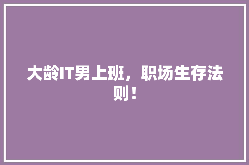 大龄IT男上班，职场生存法则！ 网站建设公司