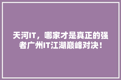 天河IT，哪家才是真正的强者广州IT江湖巅峰对决！ SEO关键词