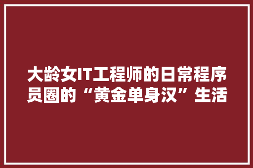 大龄女IT工程师的日常程序员圈的“黄金单身汉”生活 百度SEO