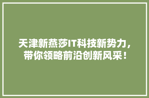 天津新燕莎IT科技新势力，带你领略前沿创新风采！