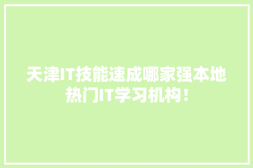 天津IT技能速成哪家强本地热门IT学习机构！ 必应SEO