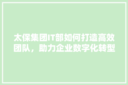 太保集团IT部如何打造高效团队，助力企业数字化转型 网站建设公司