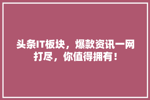 头条IT板块，爆款资讯一网打尽，你值得拥有！ SEO关键词