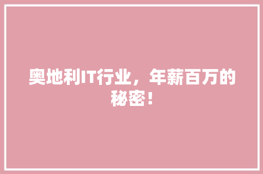奥地利IT行业，年薪百万的秘密！ 神马SEO