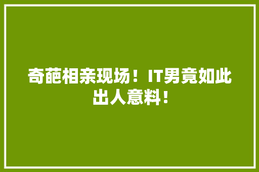 奇葩相亲现场！IT男竟如此出人意料！ 百度SEO