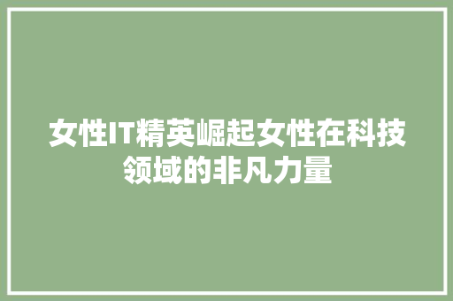 女性IT精英崛起女性在科技领域的非凡力量 网站建设公司