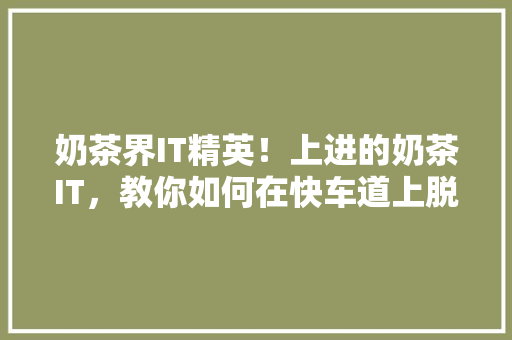 奶茶界IT精英！上进的奶茶IT，教你如何在快车道上脱颖而出 网站建设公司