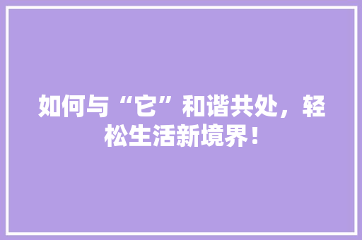 如何与“它”和谐共处，轻松生活新境界！ 搜狗SEO