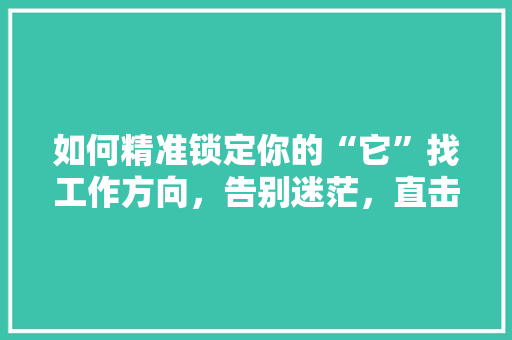 如何精准锁定你的“它”找工作方向，告别迷茫，直击成功 网站建设公司