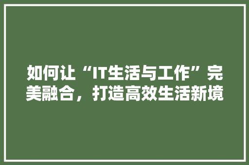 如何让“IT生活与工作”完美融合，打造高效生活新境界！
