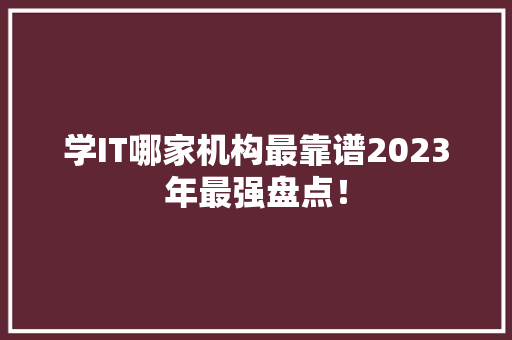 学IT哪家机构最靠谱2023年最强盘点！ 必应SEO