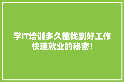 学IT培训多久能找到好工作快速就业的秘密！ 必应SEO