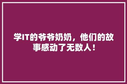 学IT的爷爷奶奶，他们的故事感动了无数人！ 搜狗SEO