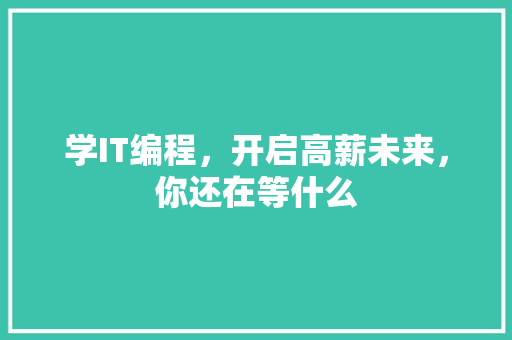 学IT编程，开启高薪未来，你还在等什么 SEO关键词