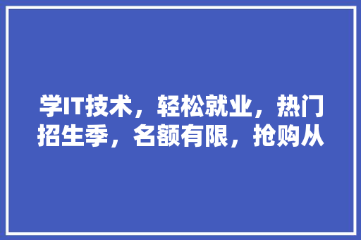 学IT技术，轻松就业，热门招生季，名额有限，抢购从速！ SEO关键词