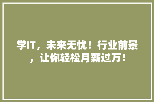 学IT，未来无忧！行业前景，让你轻松月薪过万！ 网站建设公司
