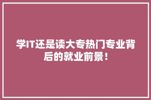学IT还是读大专热门专业背后的就业前景！ 搜狗SEO