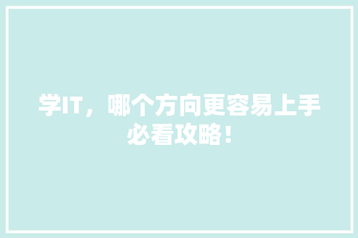 学IT，哪个方向更容易上手必看攻略！