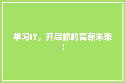 学习IT，开启你的高薪未来！