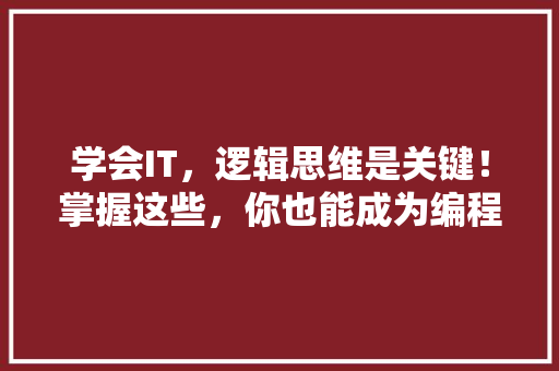 学会IT，逻辑思维是关键！掌握这些，你也能成为编程高手！ 神马SEO