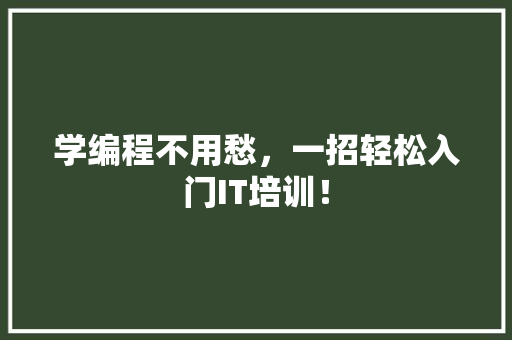 学编程不用愁，一招轻松入门IT培训！ 网站建设公司