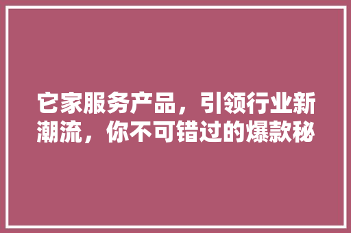 它家服务产品，引领行业新潮流，你不可错过的爆款秘密！ SEO关键词