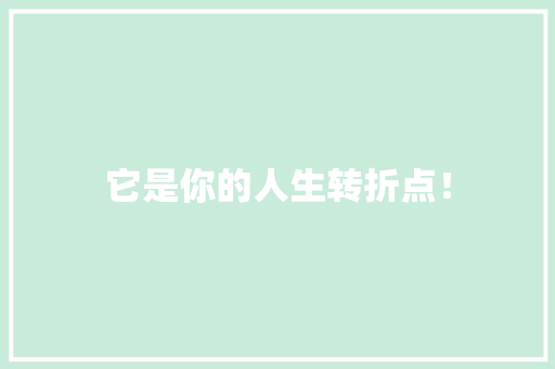 它是你的人生转折点！ SEO关键词