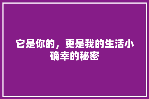 它是你的，更是我的生活小确幸的秘密 SEO关键词
