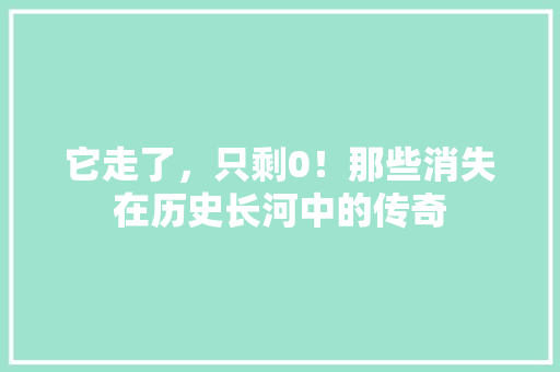 它走了，只剩0！那些消失在历史长河中的传奇 网站建设公司