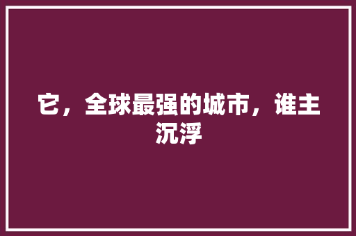 它，全球最强的城市，谁主沉浮 网站建设公司