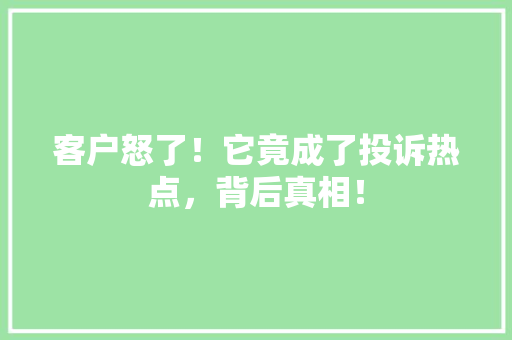 客户怒了！它竟成了投诉热点，背后真相！ 神马SEO