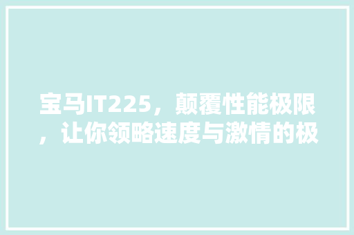 宝马IT225，颠覆性能极限，让你领略速度与激情的极致体验！