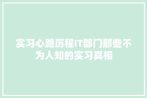 实习心路历程IT部门那些不为人知的实习真相 搜狗SEO