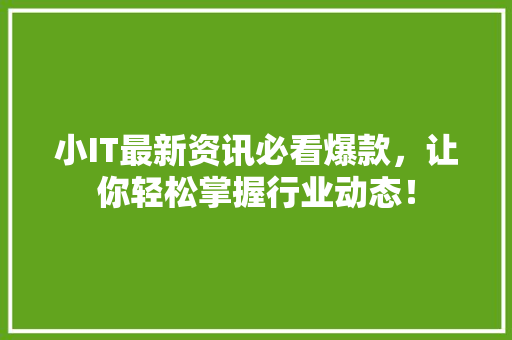 小IT最新资讯必看爆款，让你轻松掌握行业动态！ 神马SEO