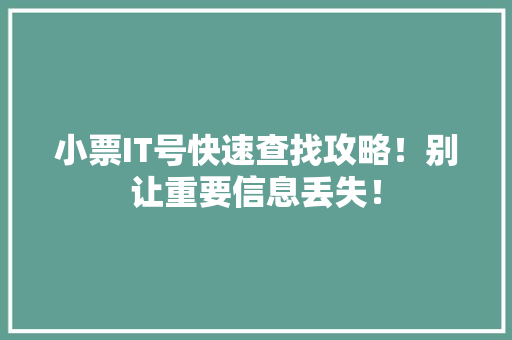小票IT号快速查找攻略！别让重要信息丢失！ 必应SEO