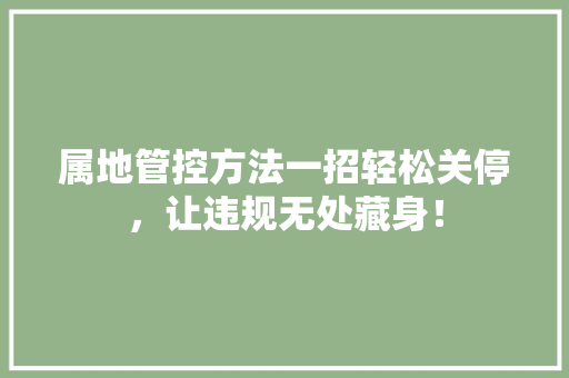 属地管控方法一招轻松关停，让违规无处藏身！ 百度SEO