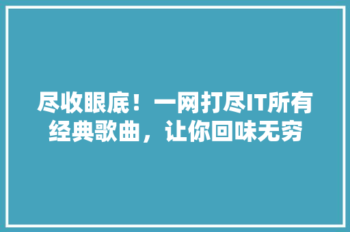 尽收眼底！一网打尽IT所有经典歌曲，让你回味无穷 神马SEO