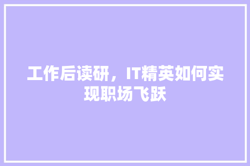 工作后读研，IT精英如何实现职场飞跃 百度SEO