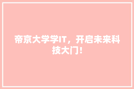 帝京大学学IT，开启未来科技大门！ 必应SEO