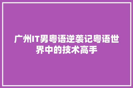 广州IT男粤语逆袭记粤语世界中的技术高手 网站建设公司