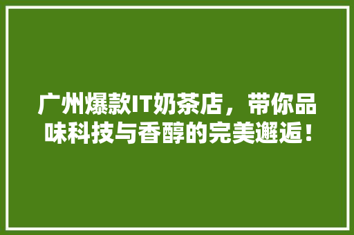 广州爆款IT奶茶店，带你品味科技与香醇的完美邂逅！ 搜狗SEO